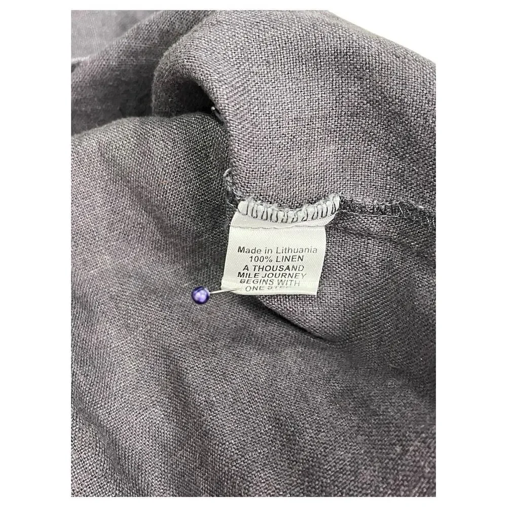 Flax Pants Womens Small Gray Linen Flood Wide Leg Cropped Lagenlook Cottage